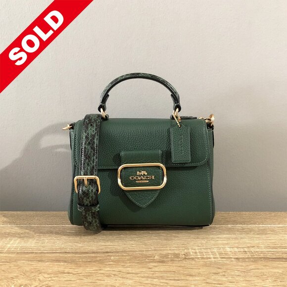 Coach Outlet Morgan Top Handle Satchel Green 2way Hand Bag Shoulder CE568 Rare - Picture 1 of 15
